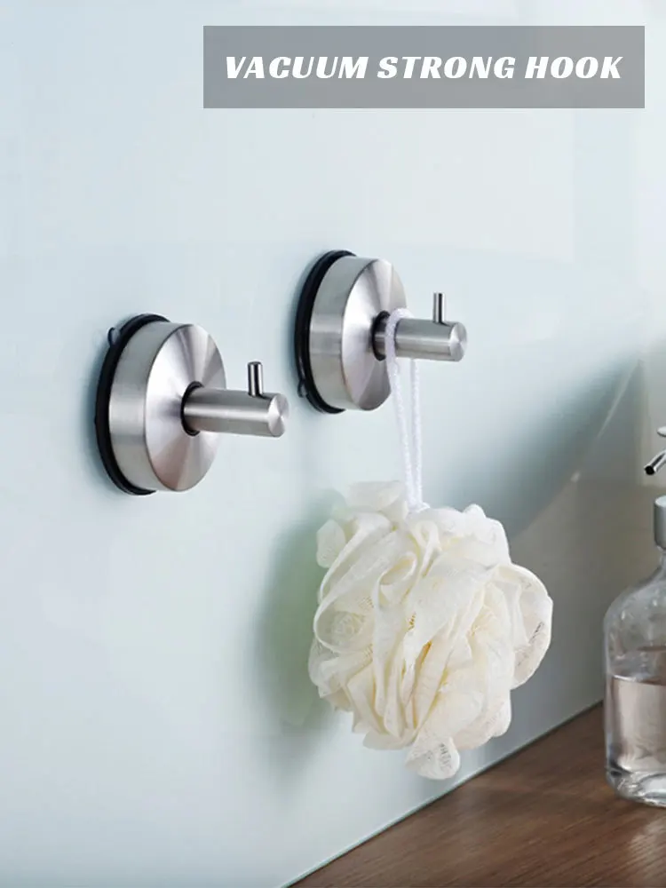 

TTLIFE High Quality Strong Vacuum Suction Cup Stainless Steel Towel Hook Hanger for Bathroom Kitchen Hook