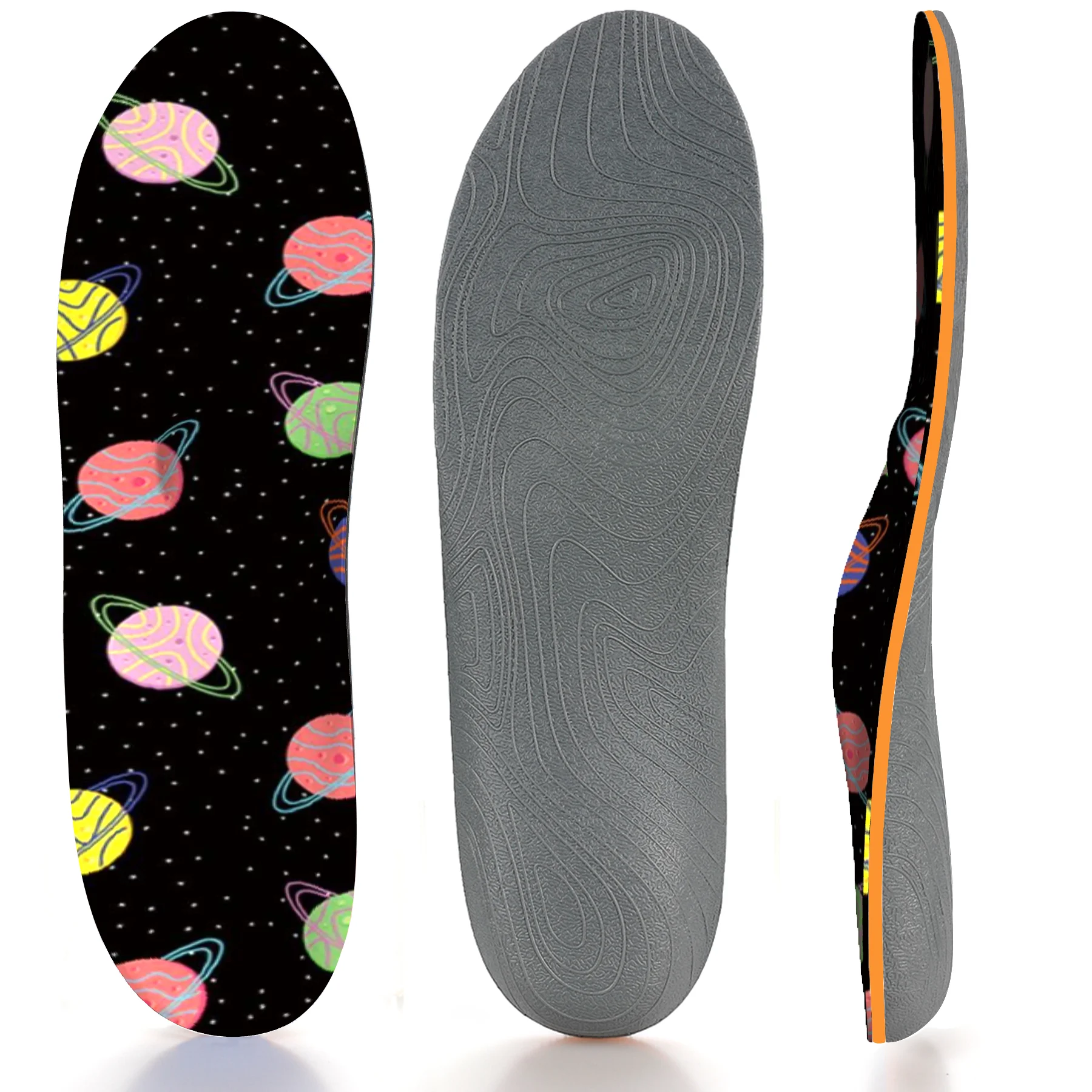 

Black Running Non-slip, Breathable, Shock-absorbing, Orthopedic Arch Support Insole With Comic Color Planet