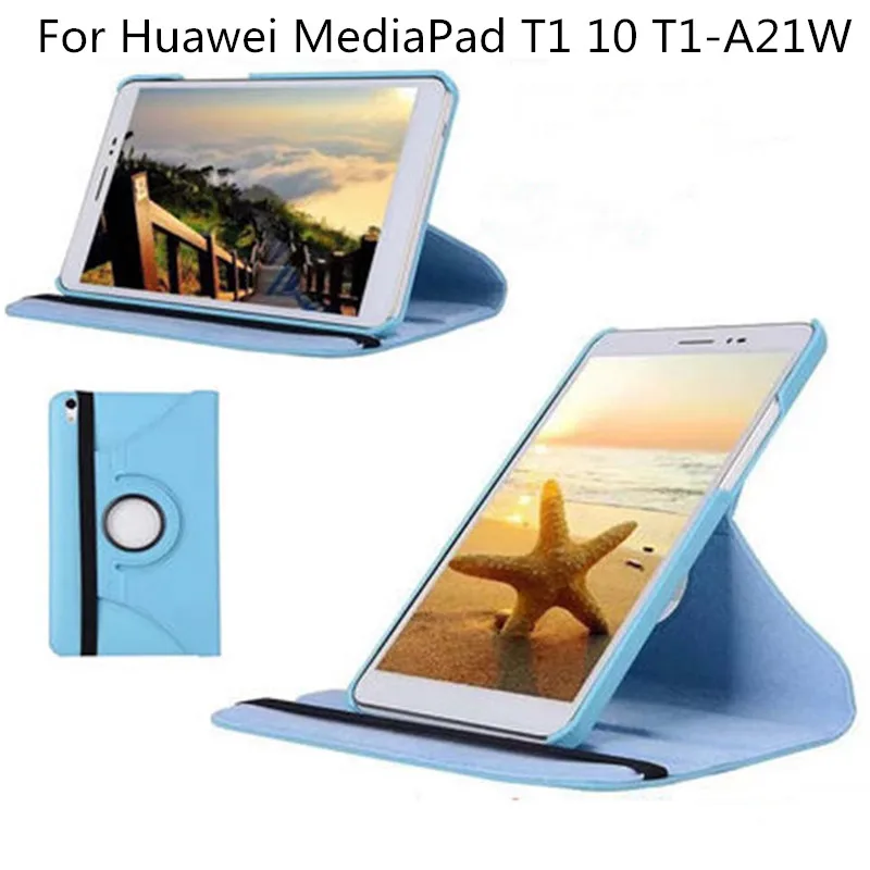 bracket flip stand leather cover for huawei media pad t1 10 t1 a21w t1 a21l t1 a23l 9 6 inch tablet case 360 rotating free global shipping