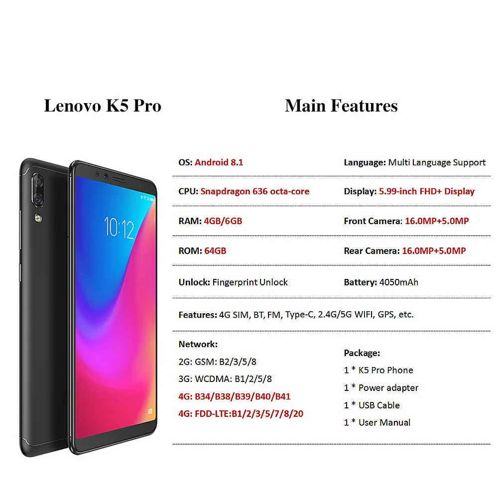 Глобальная версия lenovo k5 pro 64G ZUI 4 аппарат не привязан к оператору сотовой связи 5 99