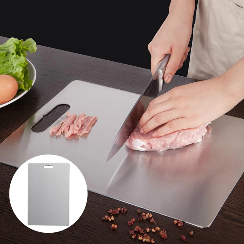

1Pcs 304 MultiFunctional Stainless Steel Cutting Board Home Kitchen Rectangular Mildewproof Board Chopping Kneading Board