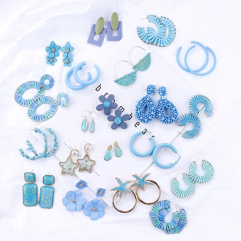 Женские винтажные серьги подвески AMORCOME синие акриловые массивное Ювелирное