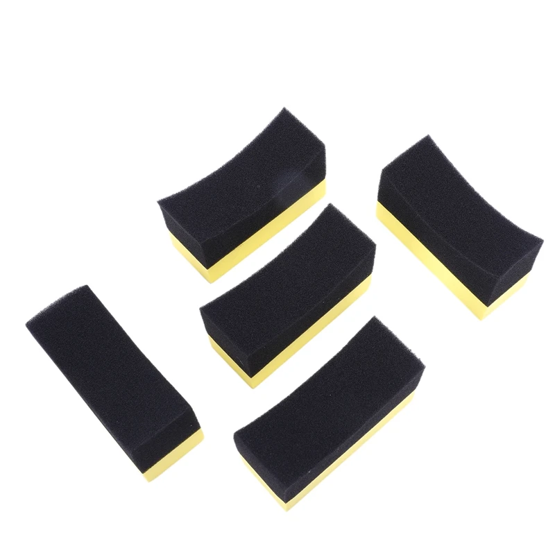

5x Professional Automotive Car Wheel Washer Tyre Tire Dressing Applicator Curved Foam Sponge Pad Black+yellow