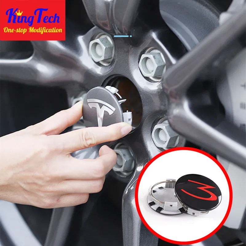 

Car Wheel Center Hub Caps For Teals Model 3 Tire Valve Cap and Wheel Dust-proof Hubcap Cover Rim Center Emblem Car Styling Trim