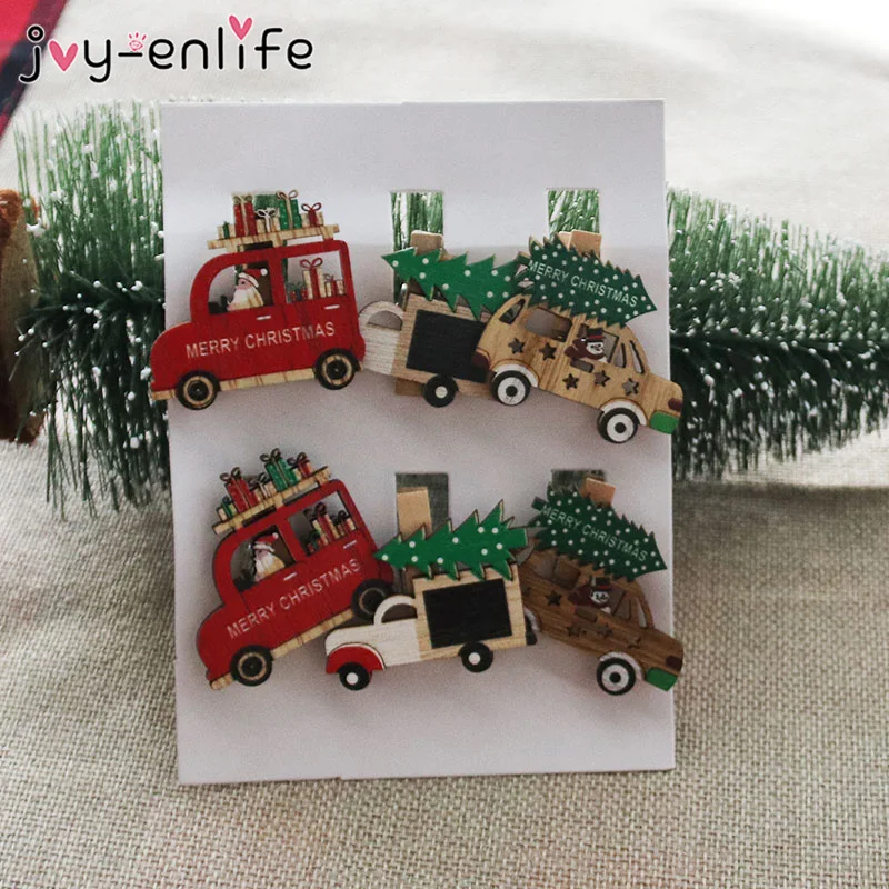 6 шт. креативные рождественские деревянные Мультяшные зажимы Санта-Клаус