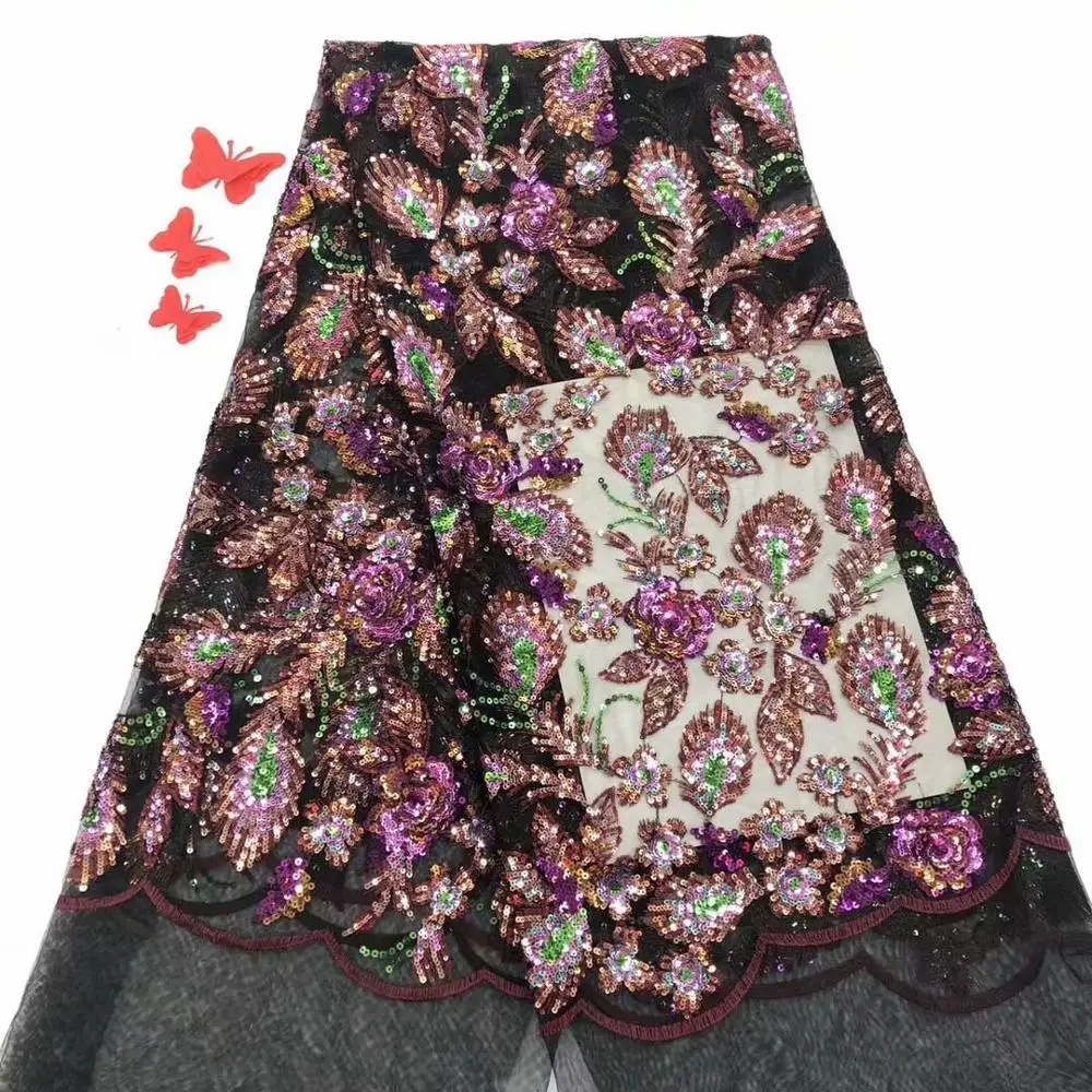 Высококачественная блестящая французская кружевная ткань для свадьбы последняя