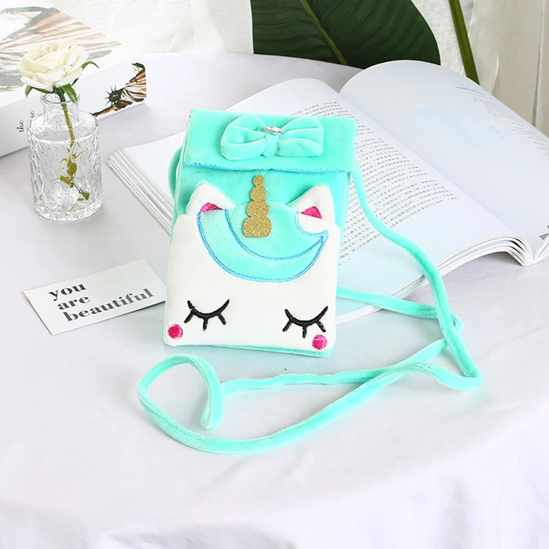 

FUDEAM Soft Plush Unicorn Children Coin Purse Cute Cartoon Animal Magnet Hook Girl Shoulder Bag Purse Mini Handbag Messenger Bag