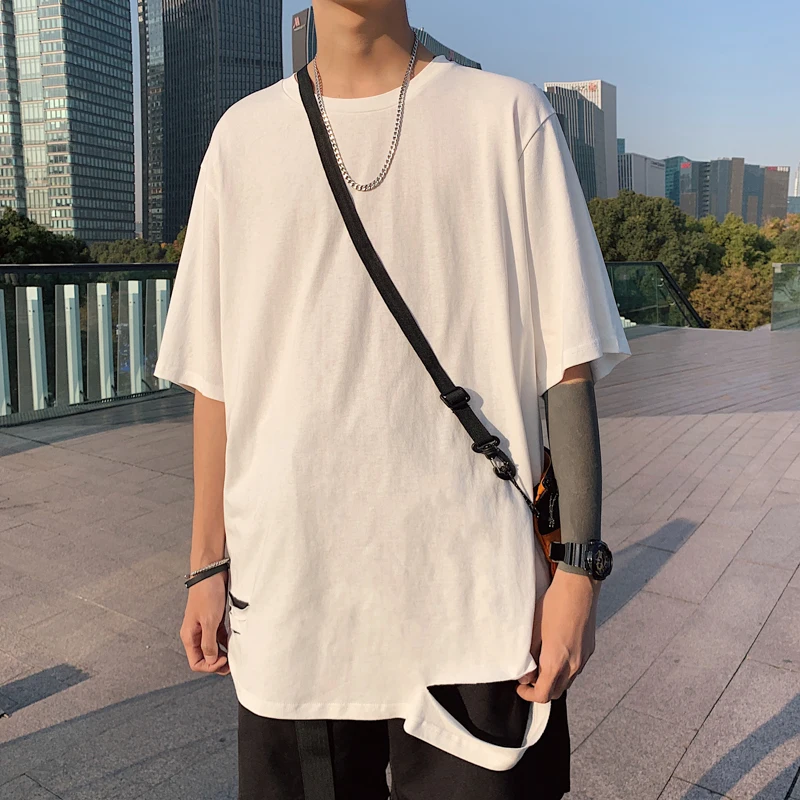 Футболка мужская с дырками хлопковая тенниска коротким рукавом майка в стиле