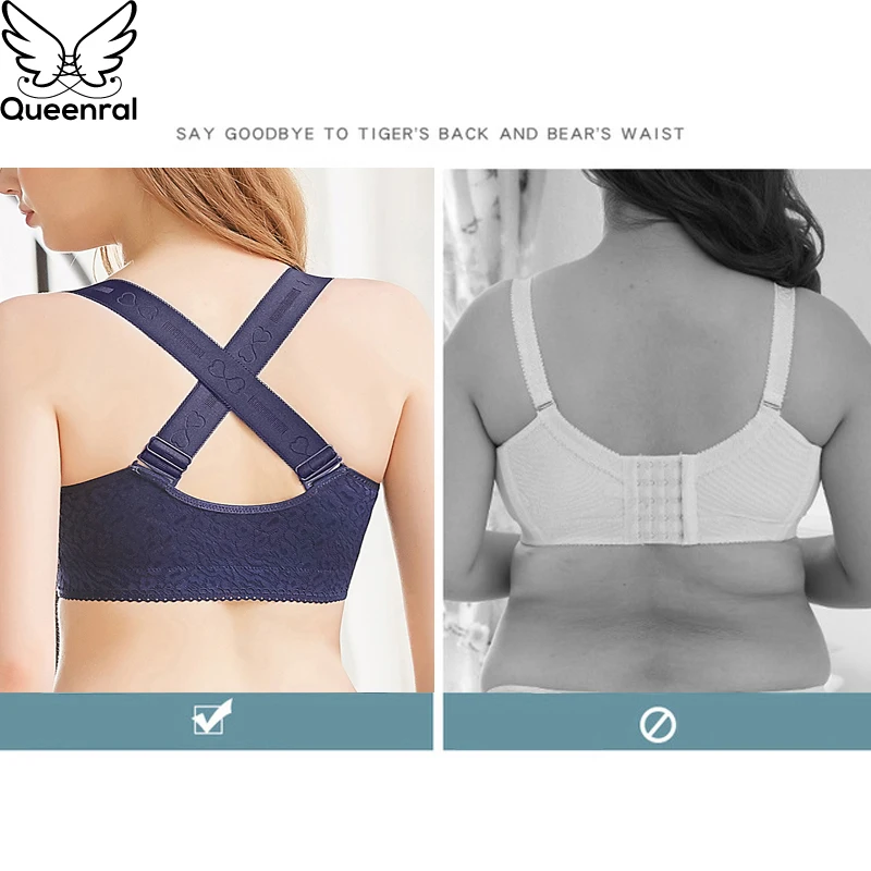 Бюстгальтер Queenral женский кружевной пуш-ап с закрытой размера плюс спереди