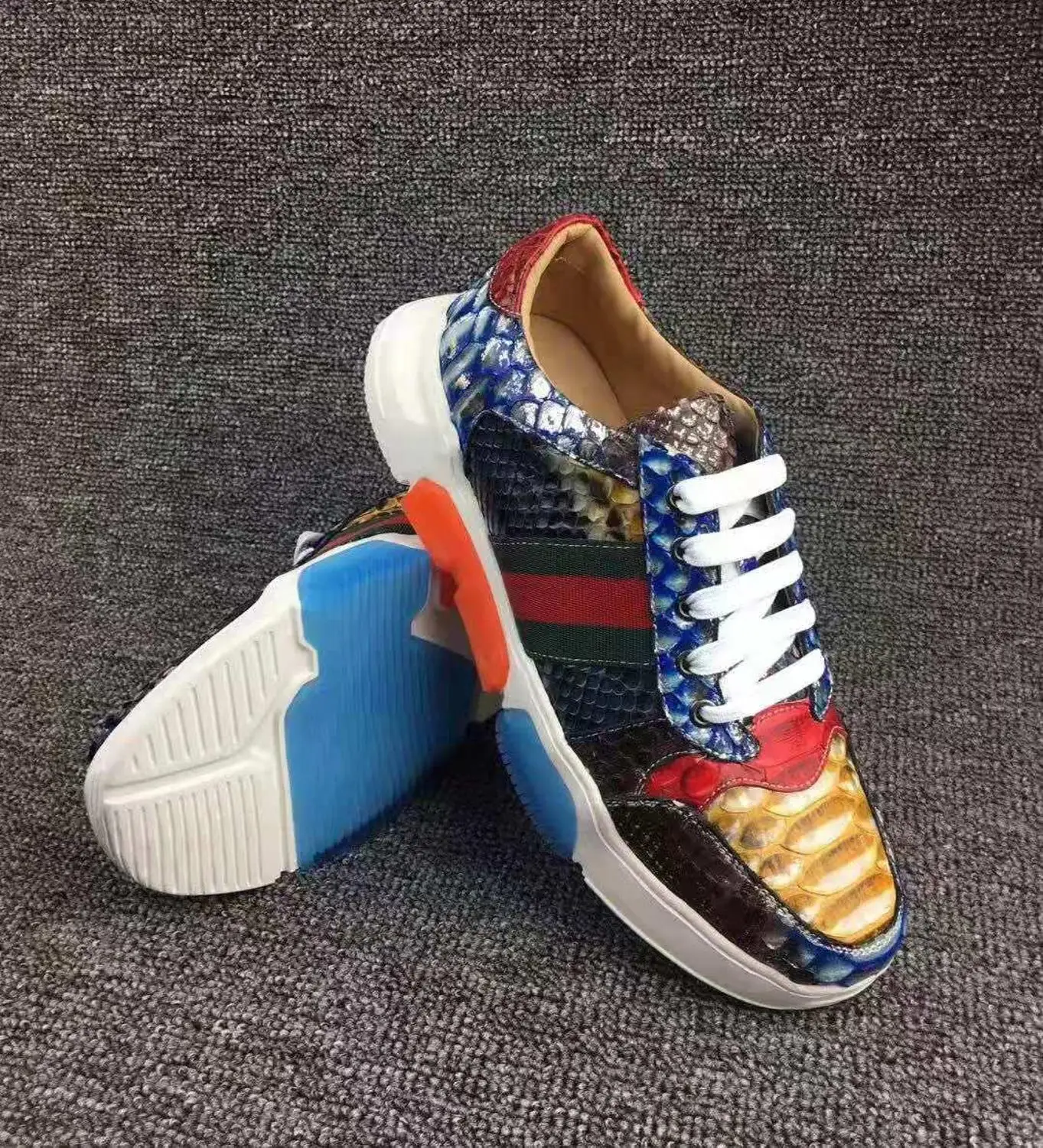 100% натуральная змеиная кожа Мужская модная обувь с подкладкой из коровьей кожи