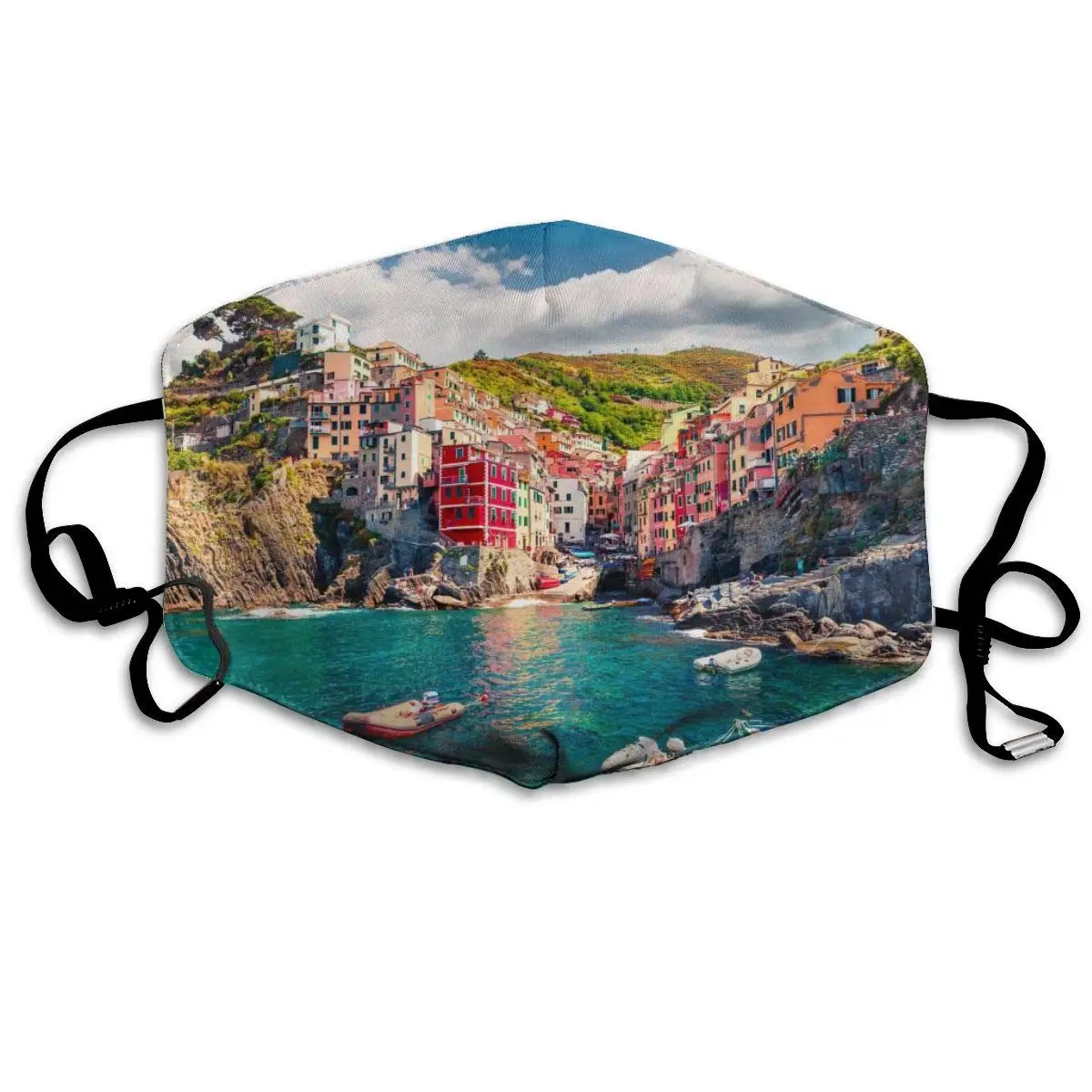 

Mouth Mask Vivid Color Buliding with Sea Print Masks - Breathable Adjustable Windproof Mouth-Muffle, Camping Running for Women