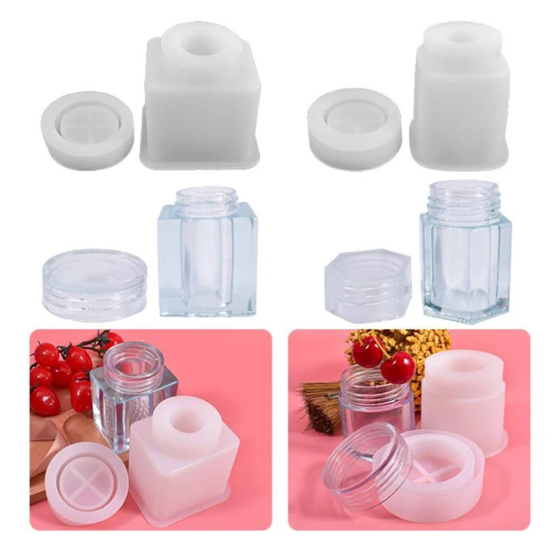 

1 Set Storage Bottle Jar Crystal Epoxy Resin Mold DIY Crafts Casting Tool Sealed Container with Lid Silicone Mould