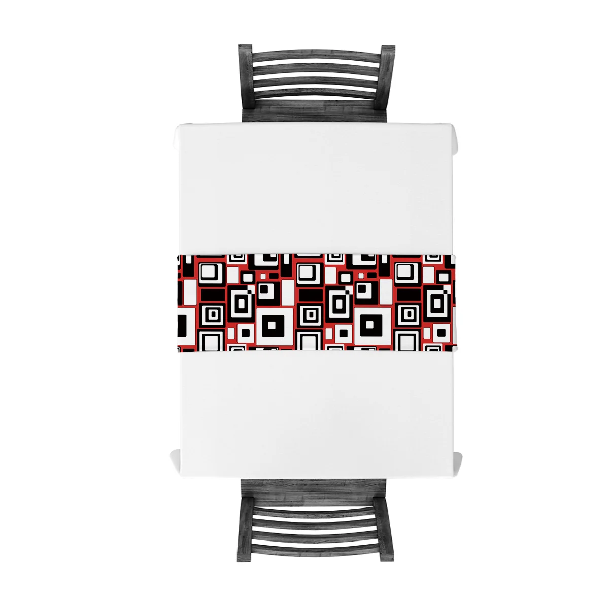 Настольная дорожка в стиле пэчворк с геометрическим рисунком красная черная