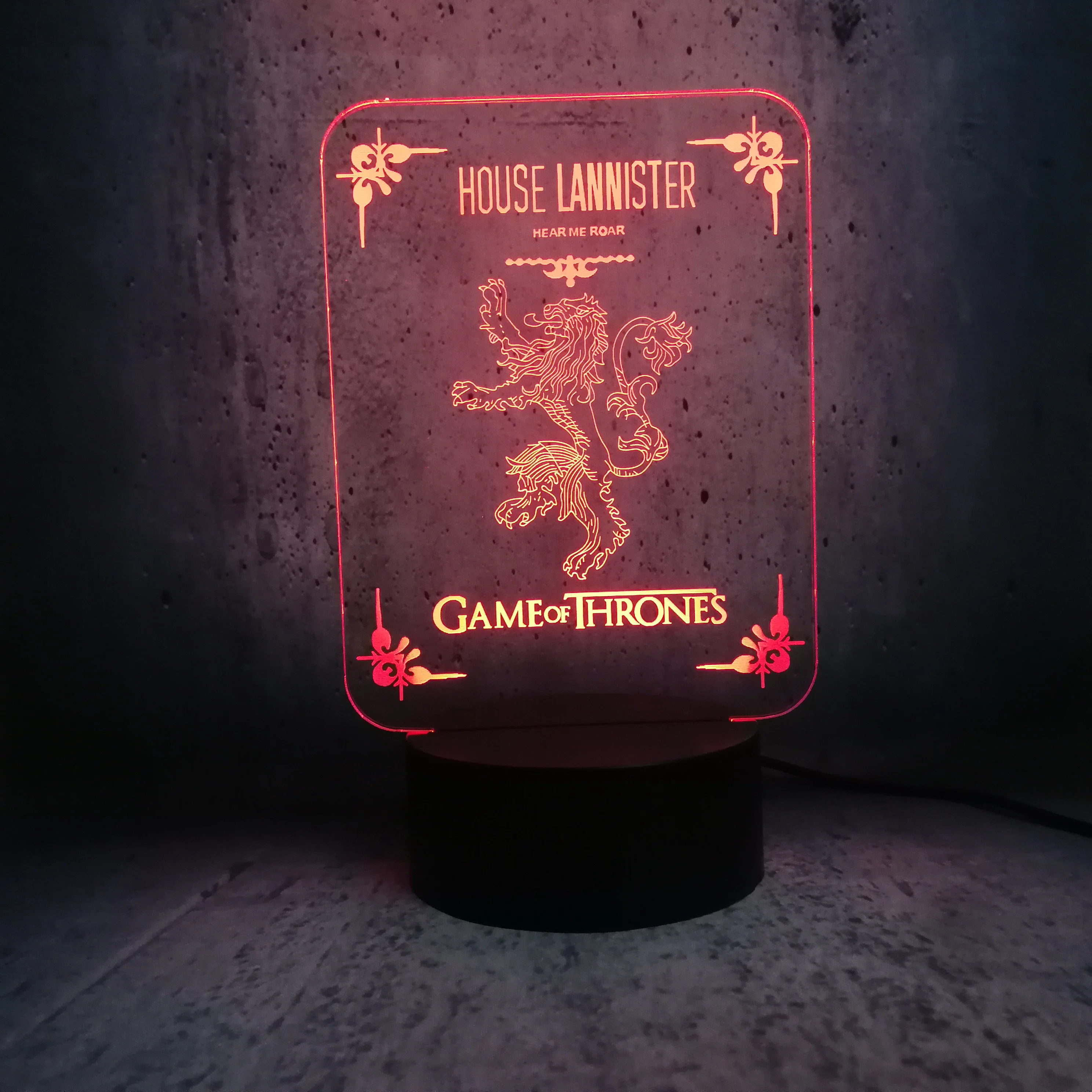 Дом Ланнистеров Луна лампа звук 3D светодиодный светильник Игра престолов ночник