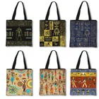 Египетская Сумка-тоут через плечо hieroglyphs с принтом символов, сумка в африканском стиле для женщин, африканская женская сумка с верхней ручкой, сумка для покупок