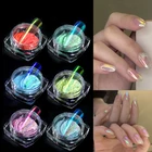 Пудра для ногтей Прозрачная с зеркальным эффектом, 6 цветов, 0,2 г, 1 коробка