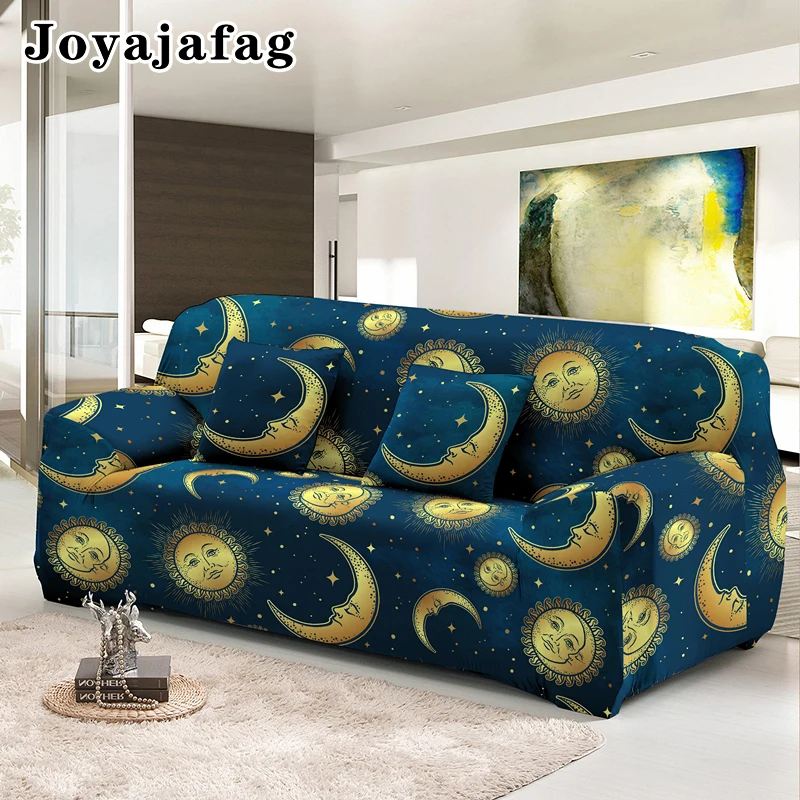 

Boho Sun And Moon Elastic Sofa Cover For Living Room All-Inclusive Sectional Couch Covers 1/2/3/4 Seat L Shape Slipcover