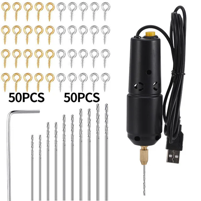 

112PCS Mini Electric Drill Handheld Drill Bits Kit Epoxy Resin Jewelry Making Wood Craft Tools 5V USB Plug Screwdriver Tool Kit