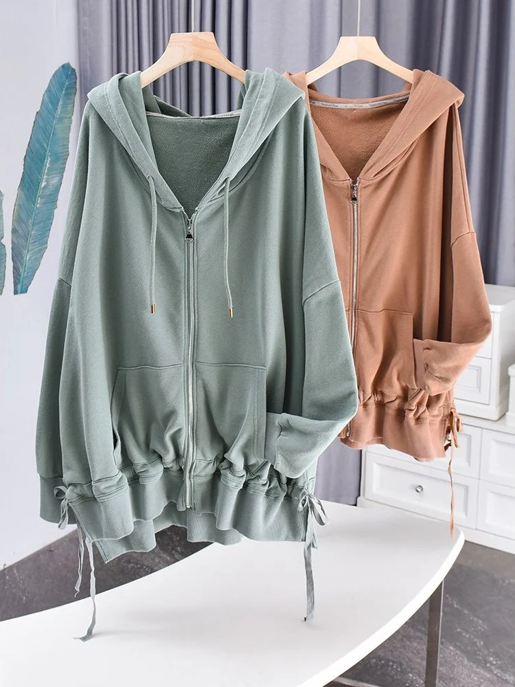 Легкие однотонные женские толстовки с капюшоном осенняя новая свободная