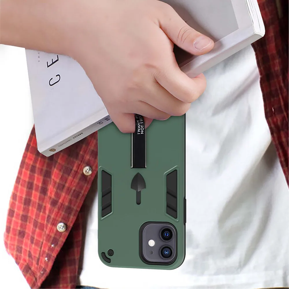 

Shockproof Armor Case for iPhone 12 mini 11 Pro Max XR XS 7 8 Plus SE 2020 Etui TPU+PC with Hidden Belt Kikstand Protect Cover