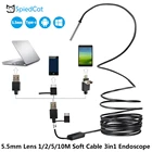 3in1 5,5 мм мини-объектив 6 светодиодный инспекции труб Android эндоскоп бороскоп Камера 12510 м мягкий кабель для смартфона Тип USB-с ПК