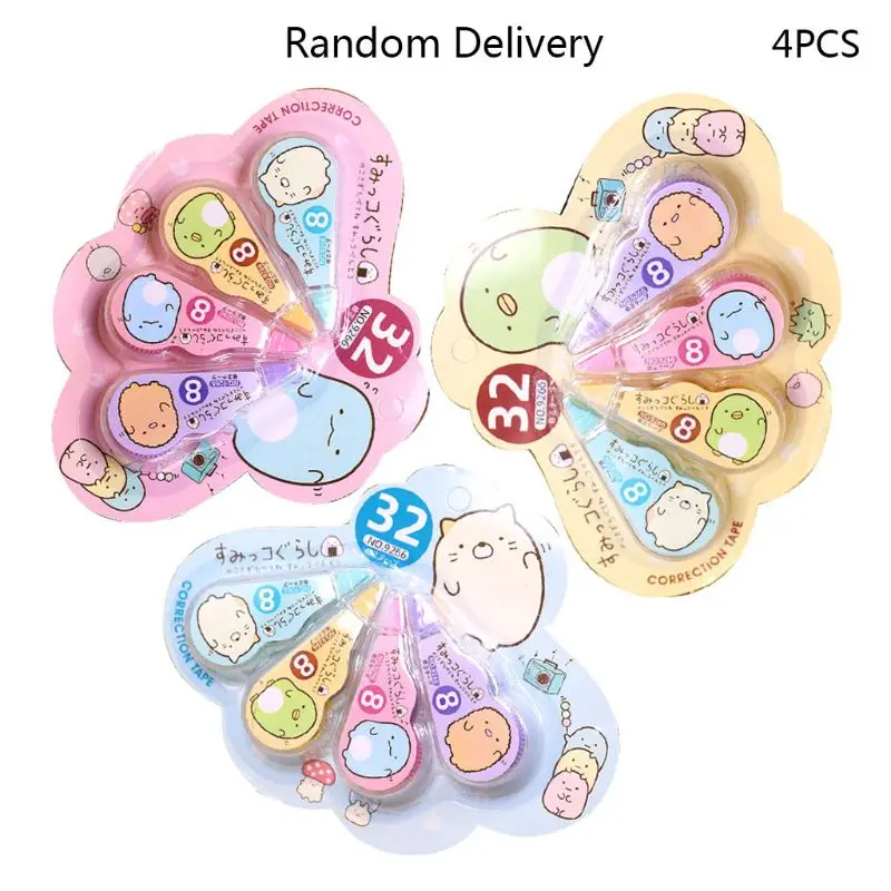 

4pcs/pack Kawaii White Out Corrector Correction Tape Stationery School Supplies K3KB
