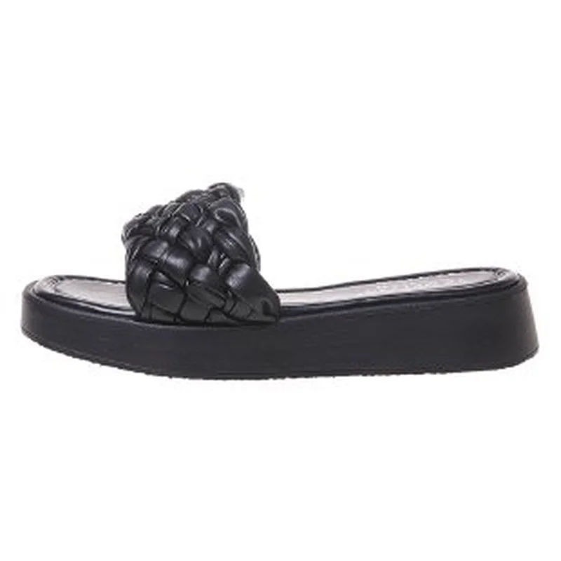 

Shoes Women Female Slippers Luxury Slides Rubber Flip Flops Square Toe Soft 2021 Designer Hawaiian Flat Basic Rome Women Shoes