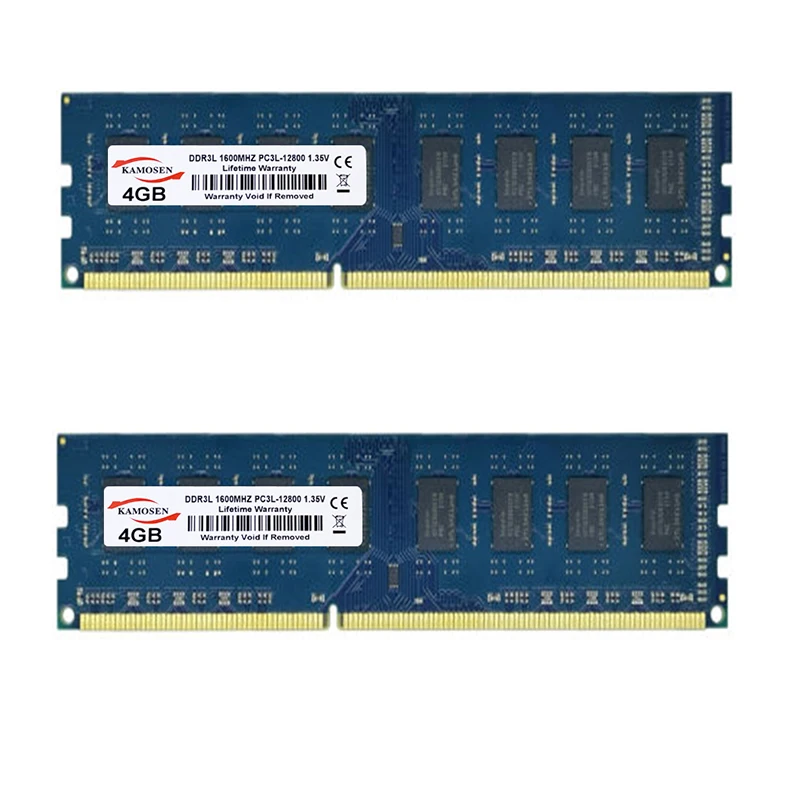 ddr3l ram 4gb 8gb 1600mhz brand new low voltage 1 35v blue pc3 12800u desktop memory dimm 240 pin non ecc free global shipping