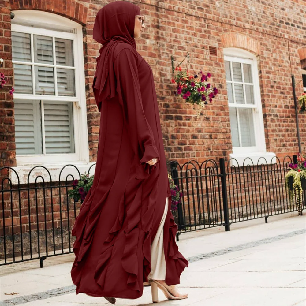Рамадан Eid Djellaba Abaya кимоно Дубай Кафтан мусульманский кардиган Abayas Женский