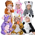 Детские костюмы-кигуруми в виде панды для мальчиков и девочек, комбинезоны в виде животных, пижамы, комбинезон в виде единорога, комбинезон для новорожденных, детский комбинезон