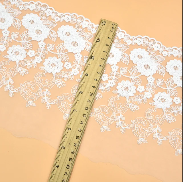 Белая хлопковая кружевная лента 2 метра вышитая отделка ткань для свадебного