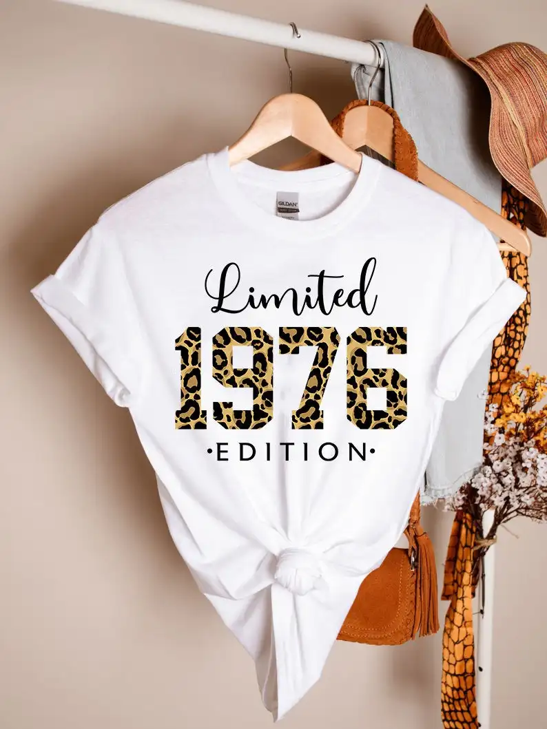 

Limited Edition 1976 Shirt 46th Birthday Gift Fashion Bachelorette Party Aesthetic Cotton O Neck Short Sleeve Top Tee Graphic