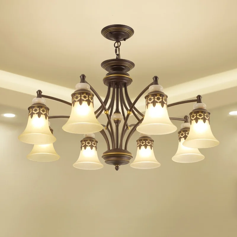 Винтажная потолочная лампа черный железный стеклянный абажур подвесная люстра