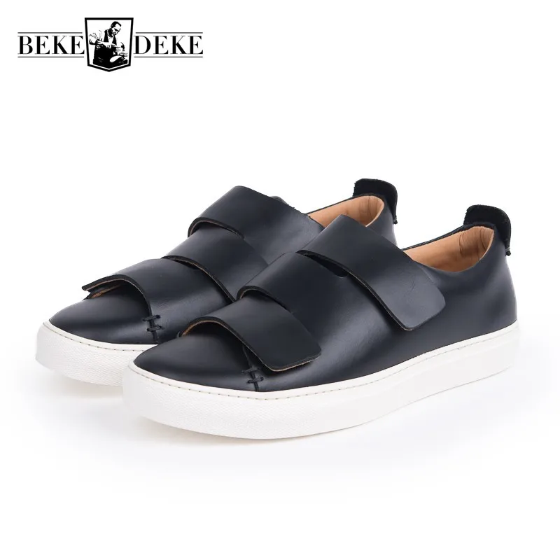 comprar Homens De Couro Genuíno Sapatos Planos Plataforma Artesanal Sapatos Brancos Alta Qualidade Designer Tênis Respirável Ao Ar Livre Sapatos Casuais