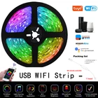 Светодиодная лента для умного дома RGB Tuya Wifi 1 м2 м5 м USB Светодиодная лента 5050 SMD PC TV Подсветка работает с Alexa Google Home