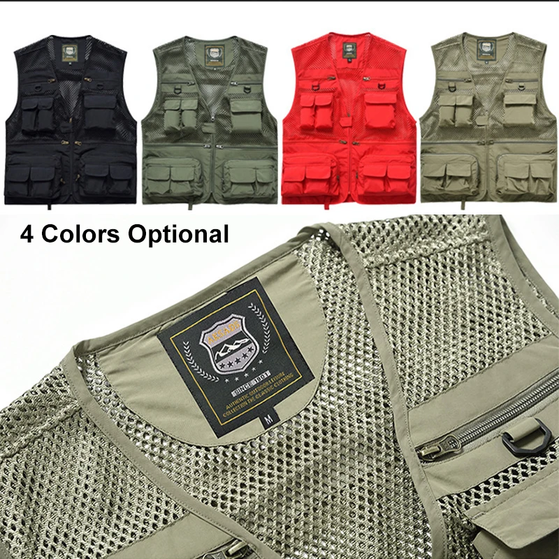 Men's Multi-pocket Quick Dry Vest Adult Outdoor Travel Hiking Camping Sleeveless Fishing Photography Waistcoat Army Green 3XL |