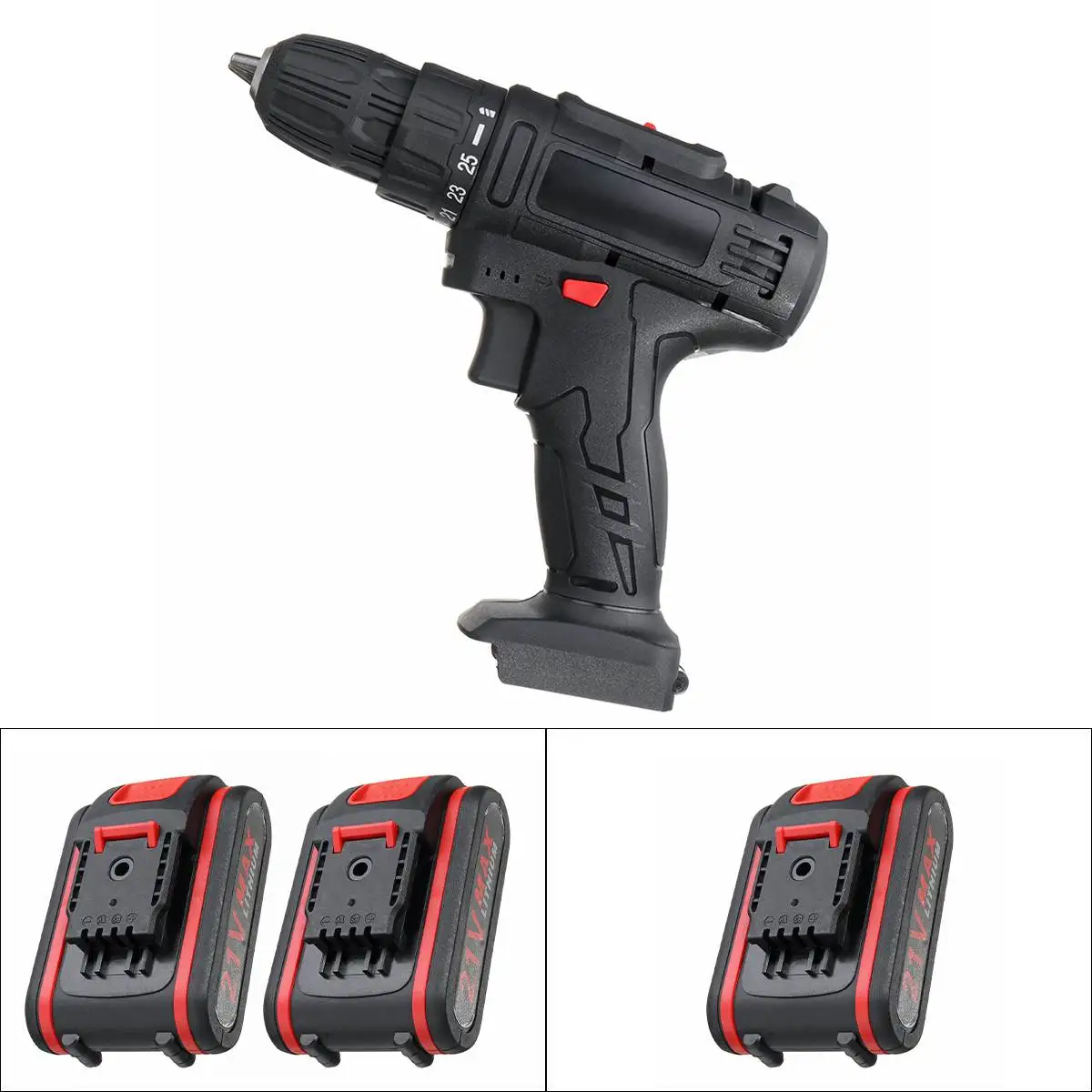 

2 Speed 28 Torque Cordless Impact Electric Drill Screwdriver 21V Mini Power Driver W/ 1/2 Rechargeable Battery+LED Working Light