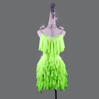 high grage latin dance dress women light green dance dress rhinestone party singer professional competitive latin dresses