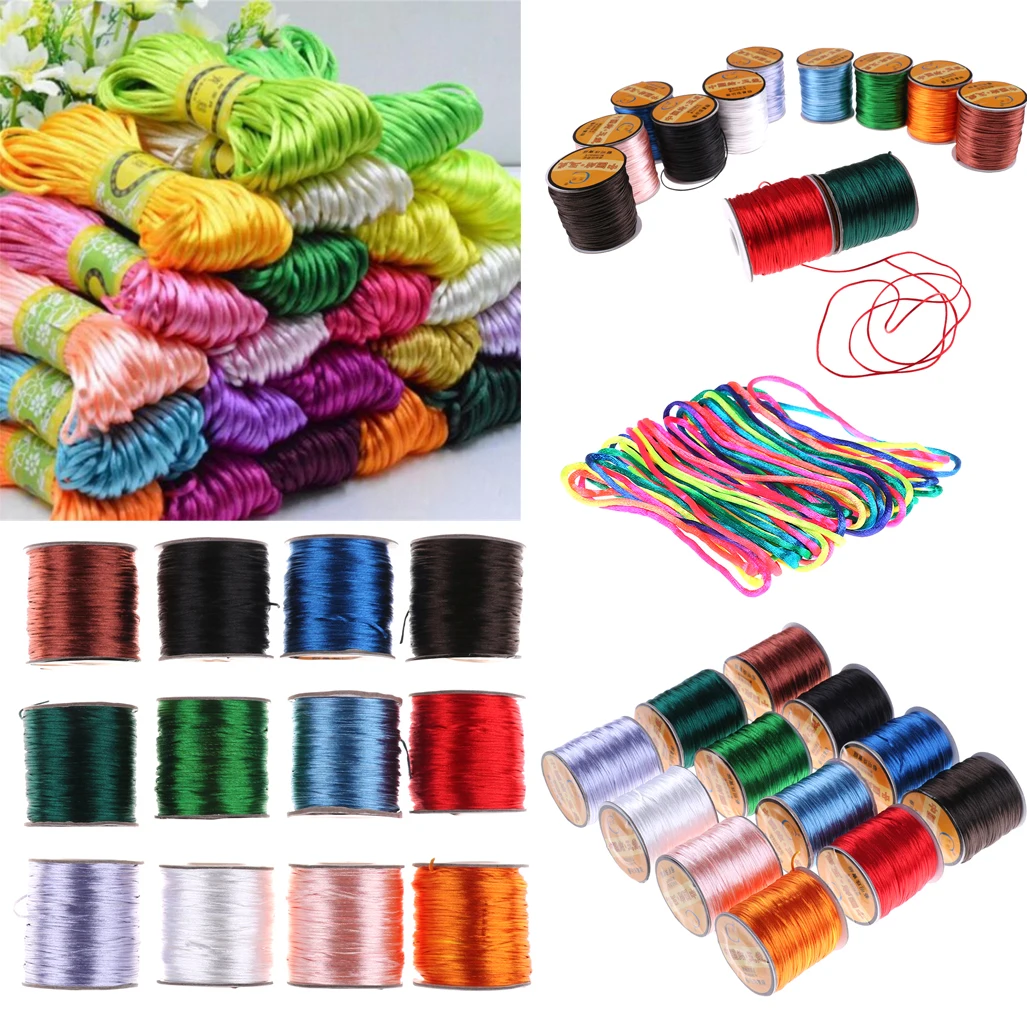 

10/75meter 2/1mm Soft Satin Nylon Cord Solid Rope For Jewelry Making Beading Cotton Cord For Baby Braided Silk Cord