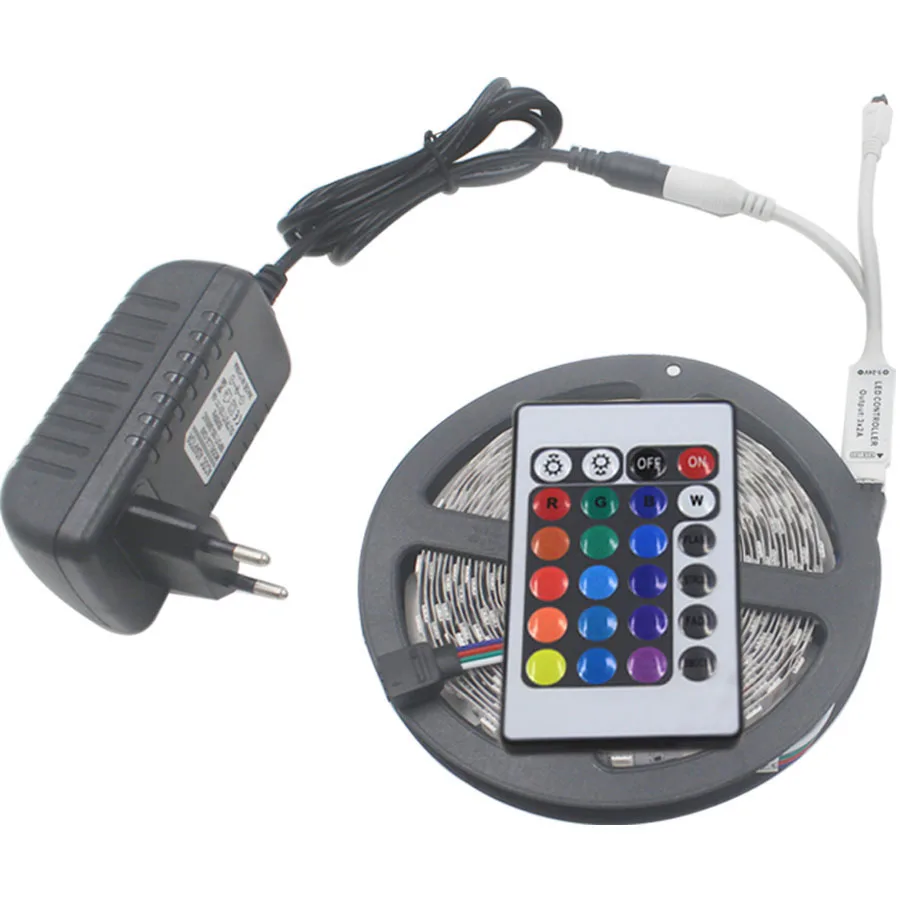 Цветная (RGB) Светодиодный светильник полосы 12V 5m 5050 2835 SMD гибкая светодиодный лента