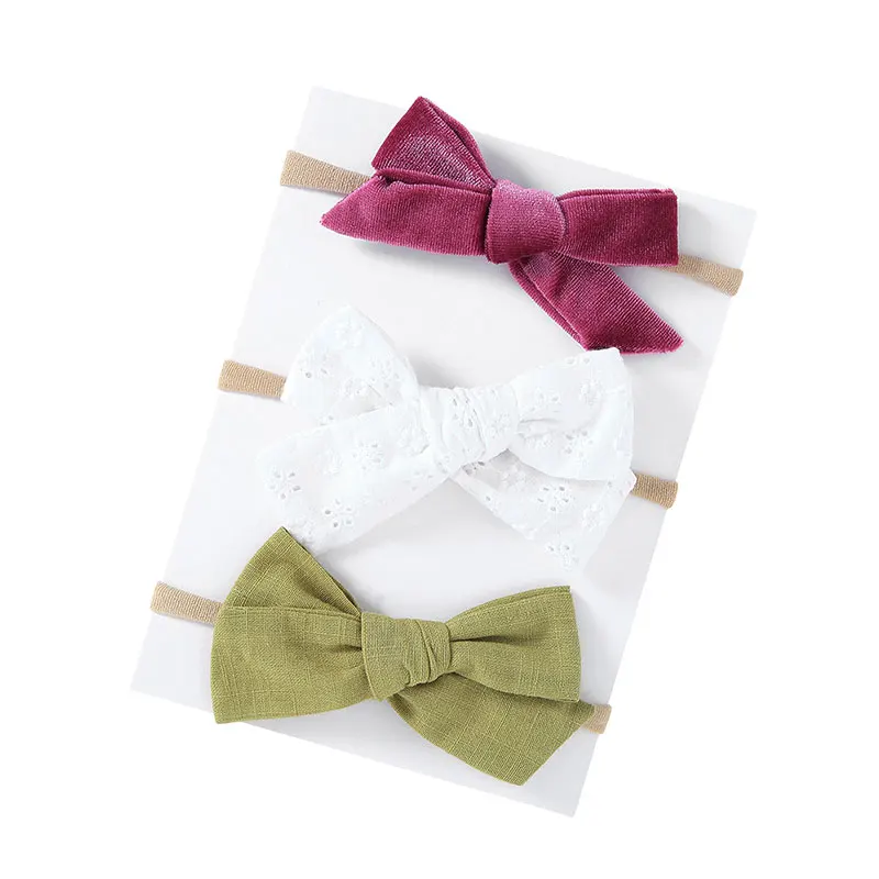 

3pcs/lot Cute Bow Baby Headband for Girl Nylon Head Bands Turban Newborn Headbands Hairbands for Kids Baby Hair Accessories