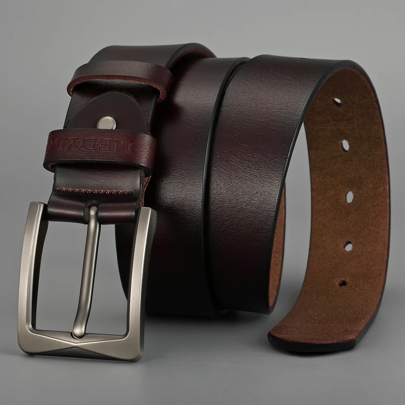 Ремень MEDYLA в стиле кэжуал мужской мягкий пояс из натуральной воловьей кожи со