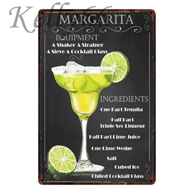 [Kelly66] коктейль Маргарита Карманный пивной металлический знак оловянный плакат