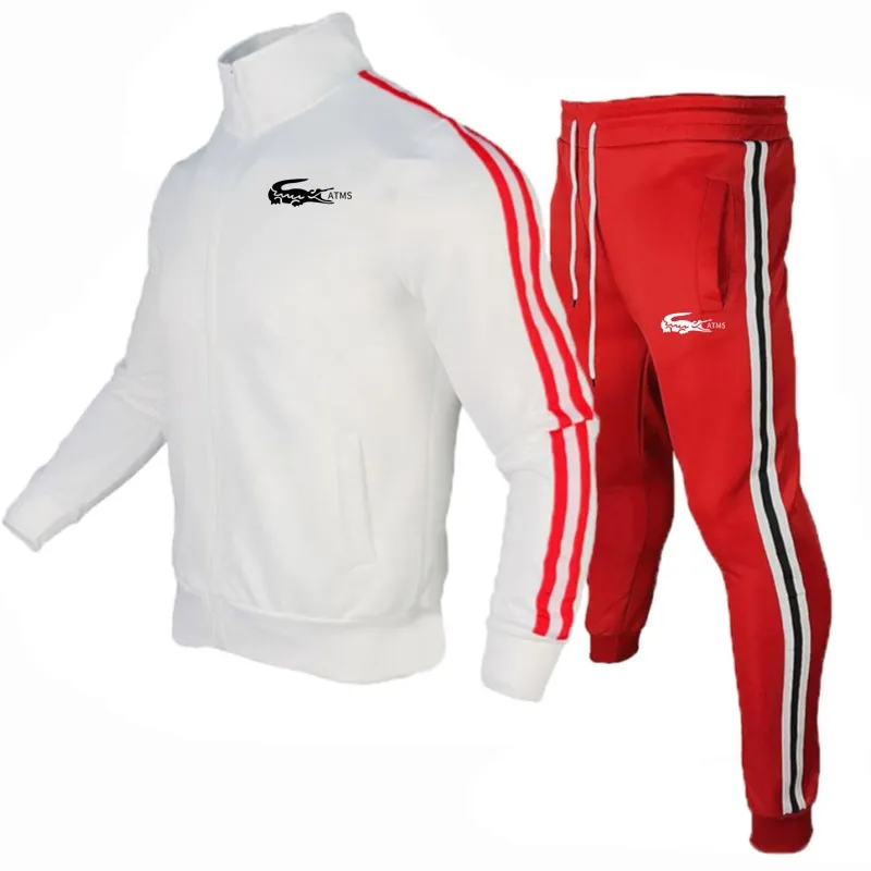 

New Men's Sportswear 2 Pieces Sets Fashion Casual Sports Suit Jacket+Pant Sweatsuit Male Brand Clothing Tracksuit with Men's Wea