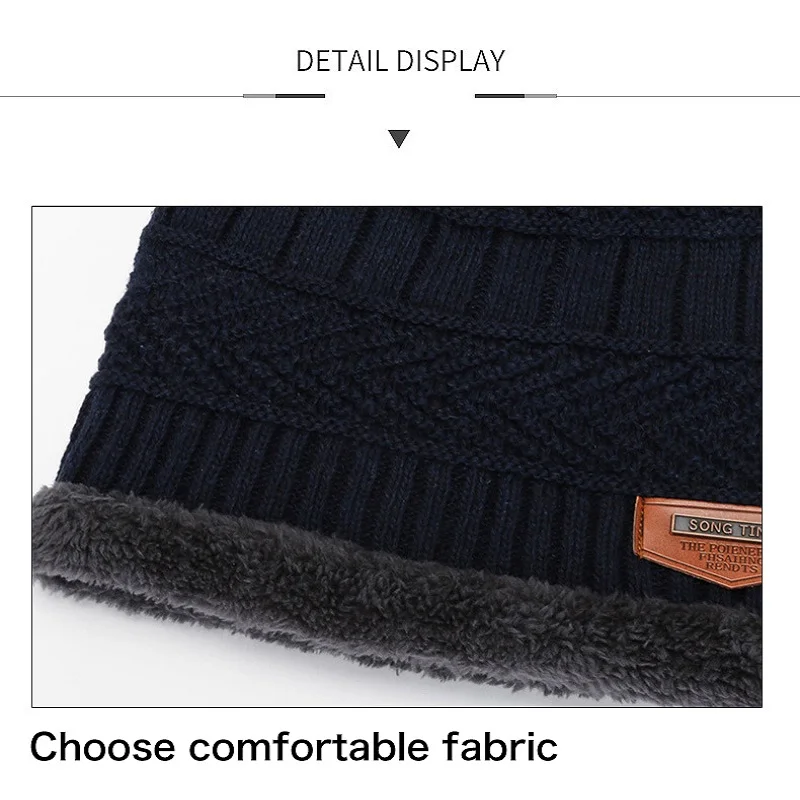 

Unisex Winter Knitted Hat Bib 2-Piece Set Thickened Cycling Warm Men's Pullover Hat Women's Fashion Outdoor Sports