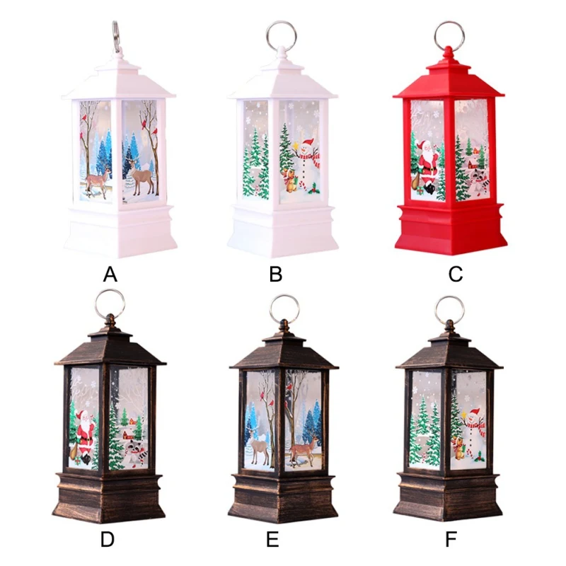 

Christmas Home Party Decoration Christmas Mini Lantern LED Hanging Candle Lamp Elk Santa Pattern Claus Snowman Battery Operaed