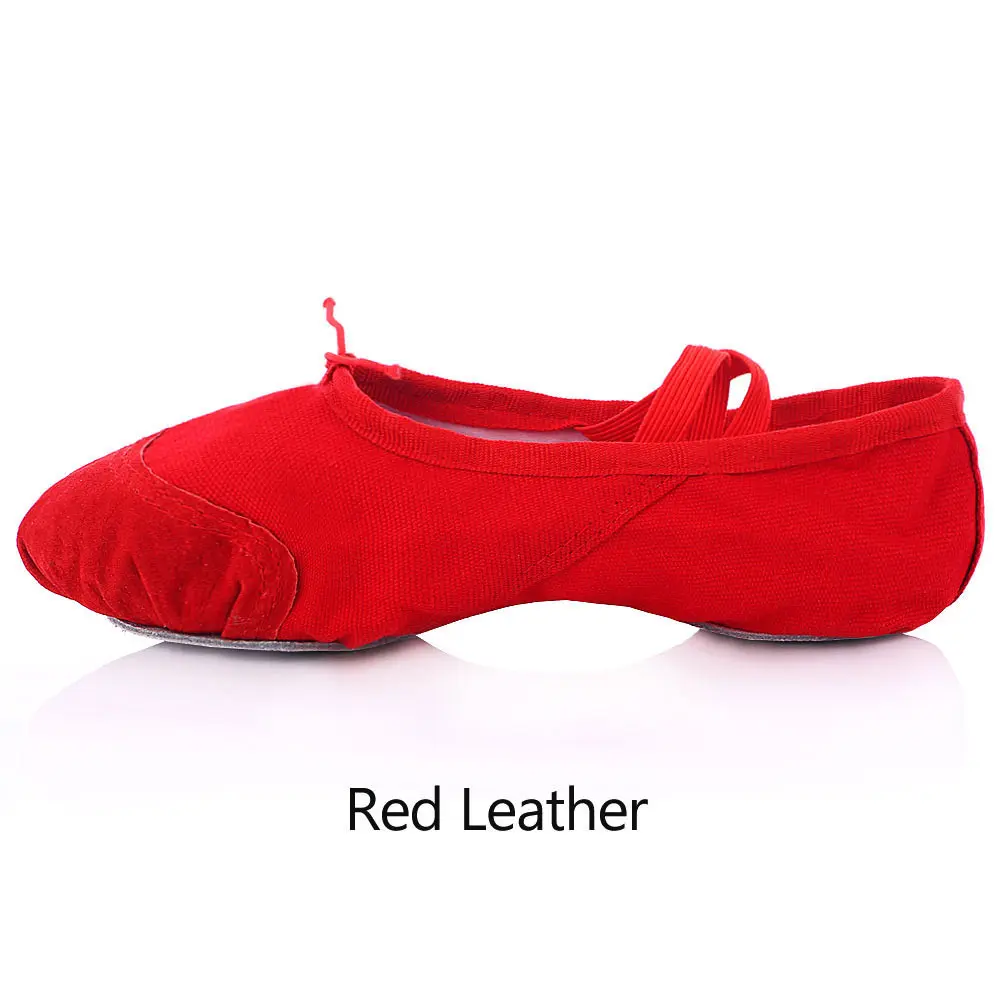 Red Leather Детские Балетные танцевальные туфли; женские парусиновые тапочки для занятий йогой; женские танцевальные туфли для спортзала; Детские Балетные кроссовки; Разноцветные; - Цвет: Red Leather