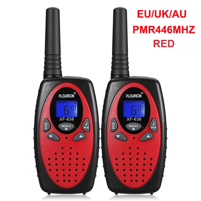 EU AU UK Red FLOUREON 8 каналов Детские рации UHF400-470MHz 2-Way Радио 3 км переговорные PMR портативные детские игры рация Intercom - Цвет: EU AU UK Red