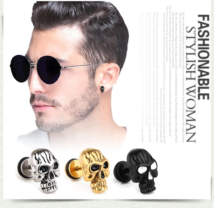 Серьги гвоздики в виде черепа из нержавеющей стали 2020 корейские серьги для