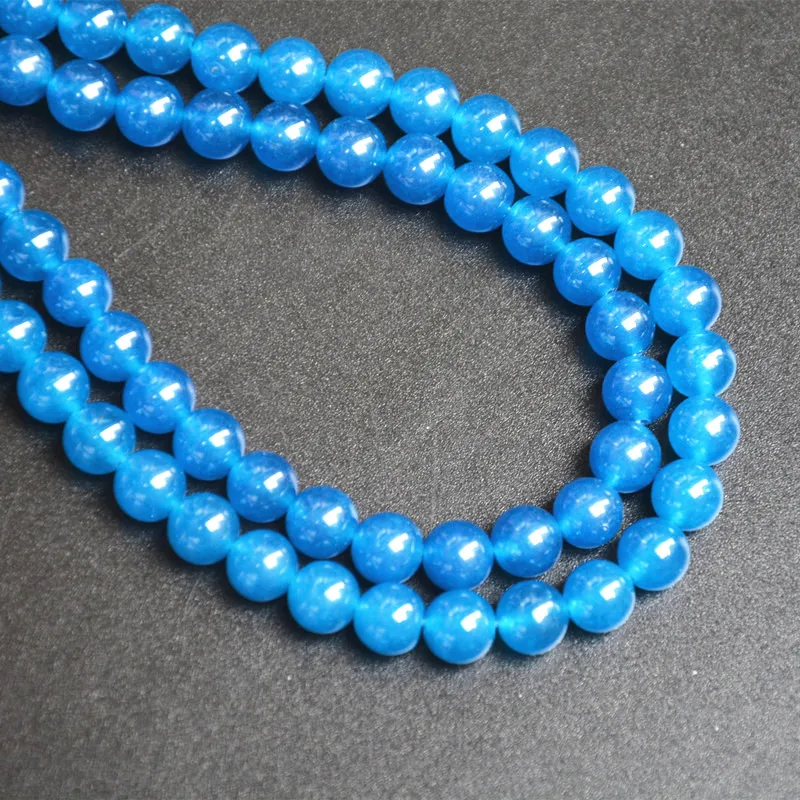 Nature Navy Blue Jades Quality Chalcedony Loose DIY Beads 4/6/8/10/12MM Round For Handmake Necklace Bracelet Making | Украшения и